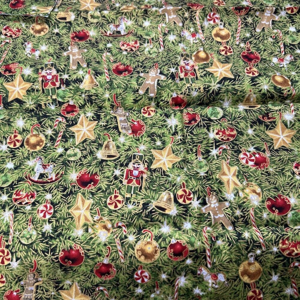 RJR Cotton Quilting Sewing Fabric Christmas Tree Gingerbread Nutcracker 27"